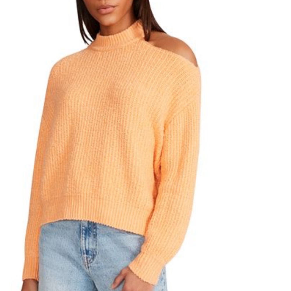 NEW BB DAKOTA creamsicle cutout shoulder sweater Medium